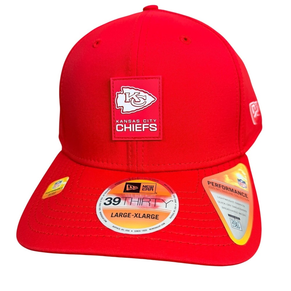 New Era 39thirty Kansas City Chiefs Sideline Hat Fitted NFL Red L/XL Flex $50